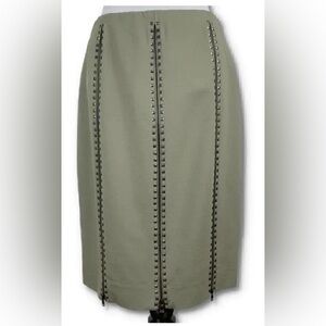 Carlisle Green Studded Zippered Pencil Skirt